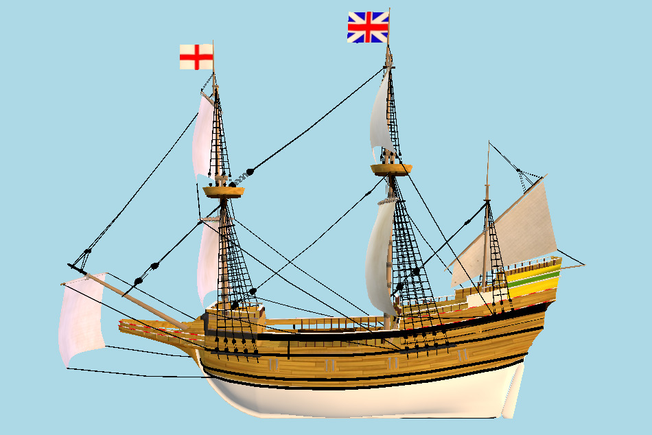 The Mayflower Galleon Ship 3d model